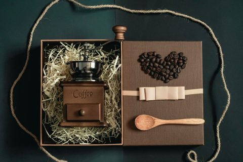 Coffee gift set with mugs and accessories